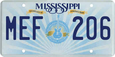 MS license plate MEF206