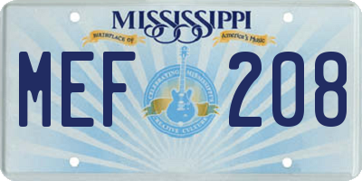MS license plate MEF208