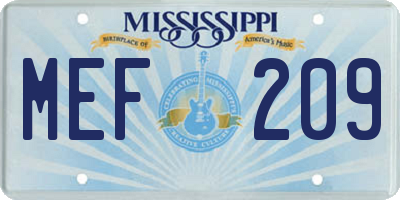MS license plate MEF209