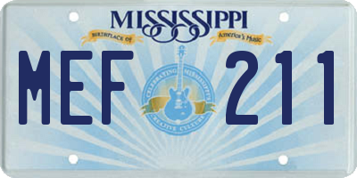 MS license plate MEF211