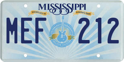 MS license plate MEF212