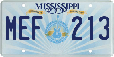MS license plate MEF213