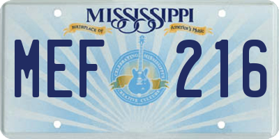 MS license plate MEF216