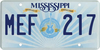MS license plate MEF217
