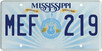 MS license plate MEF219