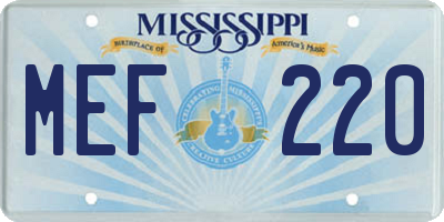 MS license plate MEF220