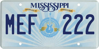 MS license plate MEF222
