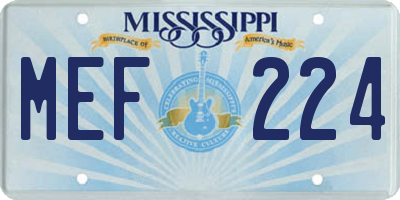 MS license plate MEF224