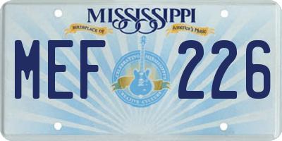 MS license plate MEF226