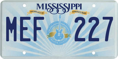 MS license plate MEF227