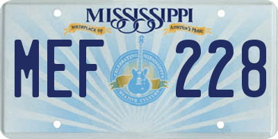MS license plate MEF228