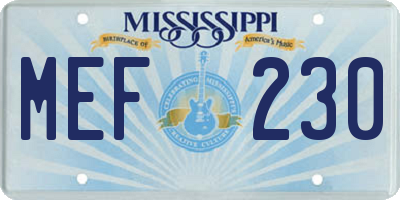 MS license plate MEF230