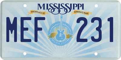MS license plate MEF231