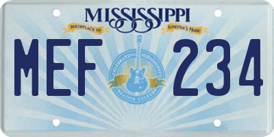 MS license plate MEF234