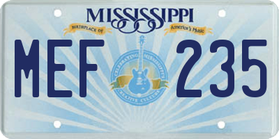 MS license plate MEF235