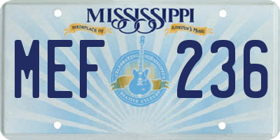 MS license plate MEF236