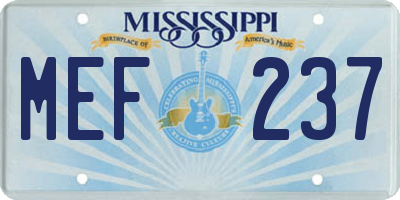 MS license plate MEF237