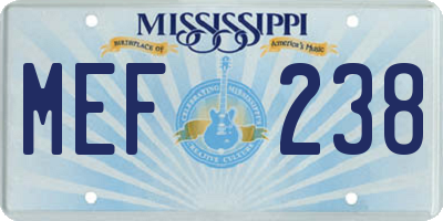 MS license plate MEF238