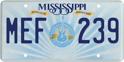 MS license plate MEF239