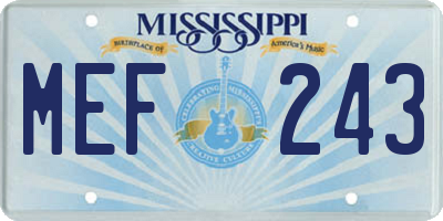 MS license plate MEF243