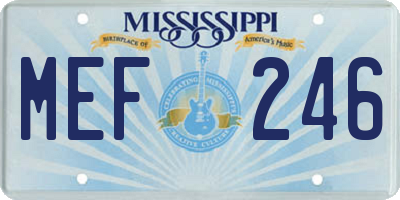 MS license plate MEF246