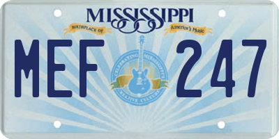 MS license plate MEF247