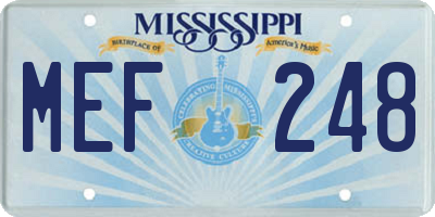 MS license plate MEF248