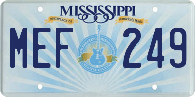 MS license plate MEF249