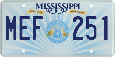 MS license plate MEF251