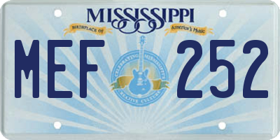 MS license plate MEF252