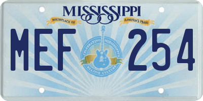 MS license plate MEF254