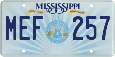 MS license plate MEF257