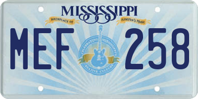 MS license plate MEF258