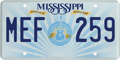 MS license plate MEF259