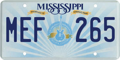 MS license plate MEF265
