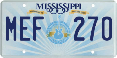 MS license plate MEF270