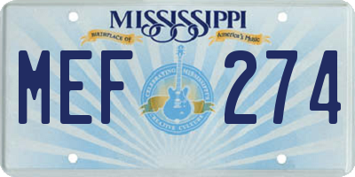 MS license plate MEF274
