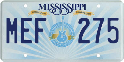 MS license plate MEF275