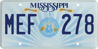 MS license plate MEF278