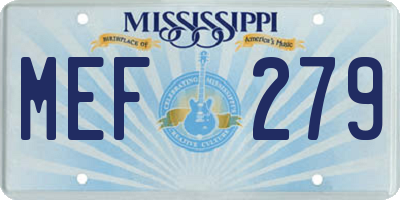 MS license plate MEF279