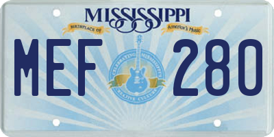 MS license plate MEF280