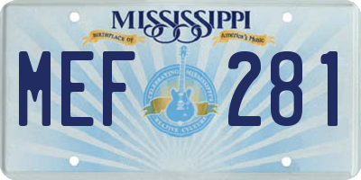 MS license plate MEF281
