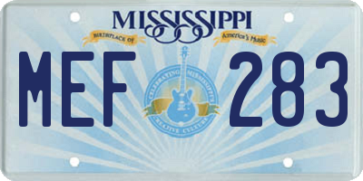 MS license plate MEF283
