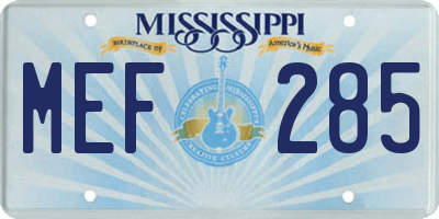 MS license plate MEF285