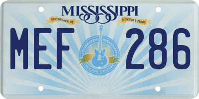 MS license plate MEF286