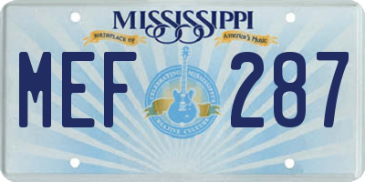MS license plate MEF287