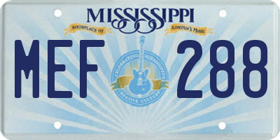 MS license plate MEF288