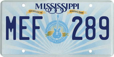MS license plate MEF289