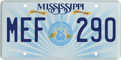 MS license plate MEF290