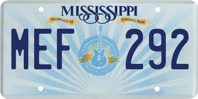 MS license plate MEF292